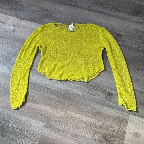 Tiger Mist Mesh Crop Top Sheer Chartreuse Green Party Club - Picture 2 of 9